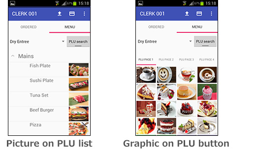 Picture on PLU list / Graphic on PLU button